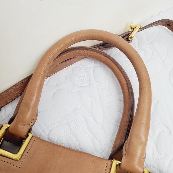 Prada Ribbon Handbag 2-Way Shoulder Leather Beige Gold - Picture 9 of 16